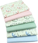 CraftsFabrics Lot de 6 tissus en coton à rayures papillons, 50 x 40 cm de large, pour patchwork, vêtements, matelassage, couture, coussins